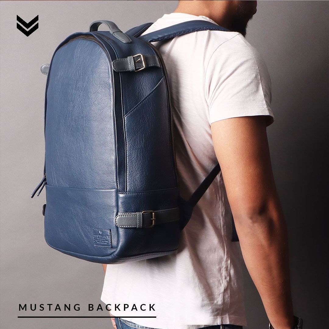 Mustang Leather Backpack Cyan Beech