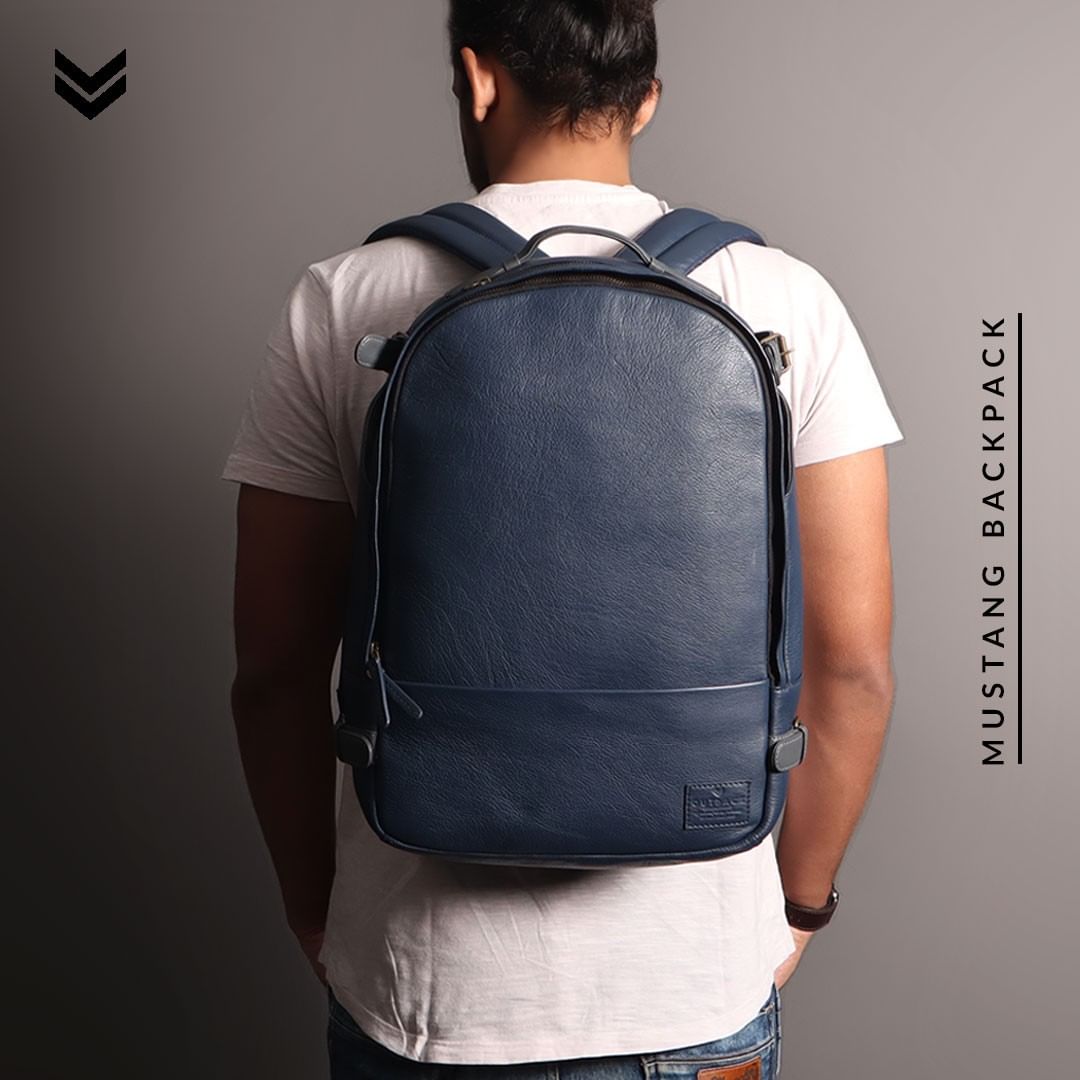 Mustang Leather Backpack Cyan Beech