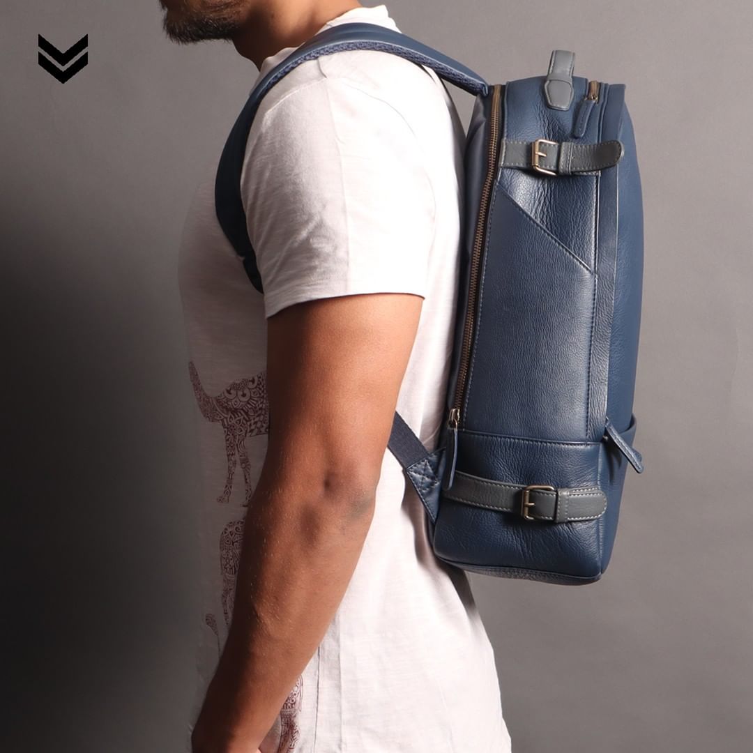 Mustang Leather Backpack Cyan Beech