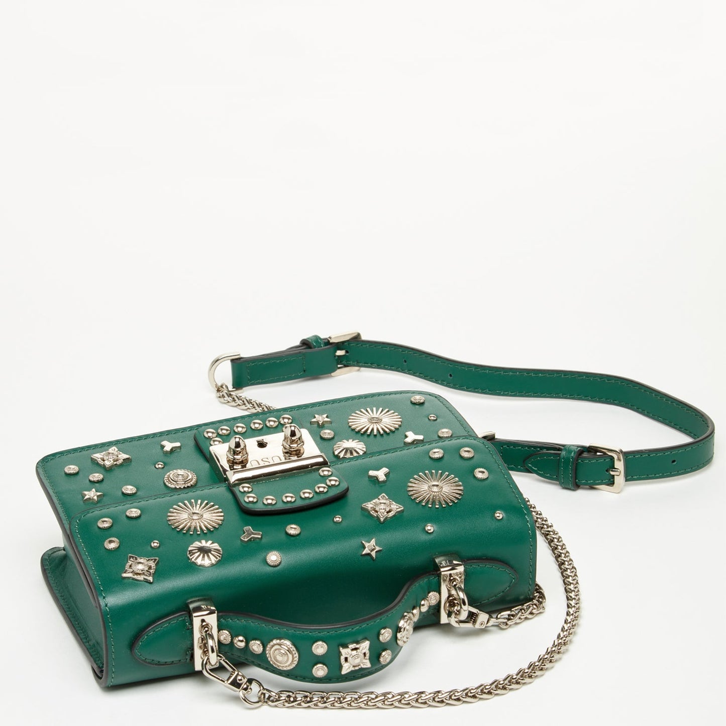 SUSU Small Leather Crossbody Bag Dark Green Purse Women's Handbag Amethyst Mnemosyne