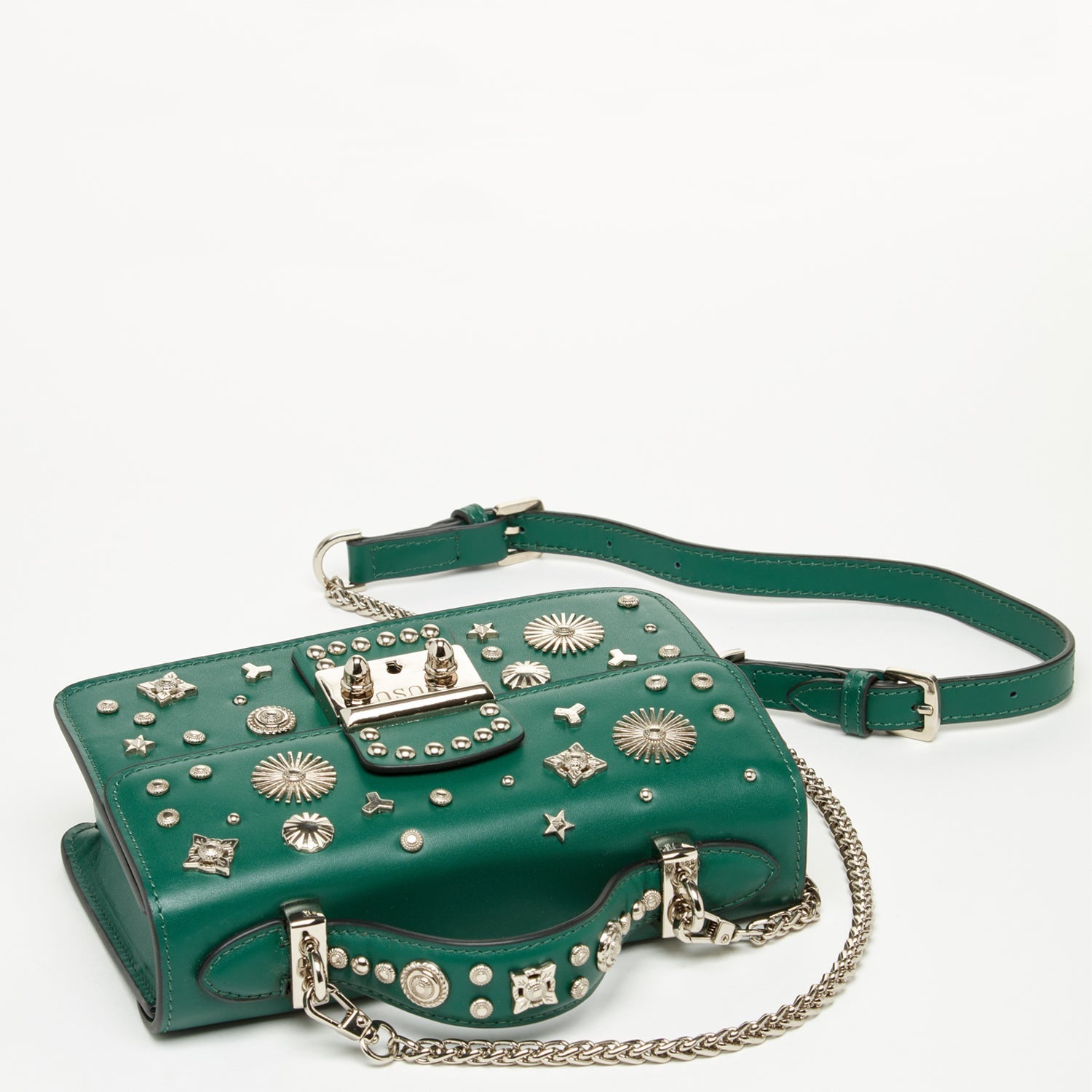 SUSU Small Leather Crossbody Bag Dark Green Purse Women's Handbag Amethyst Mnemosyne