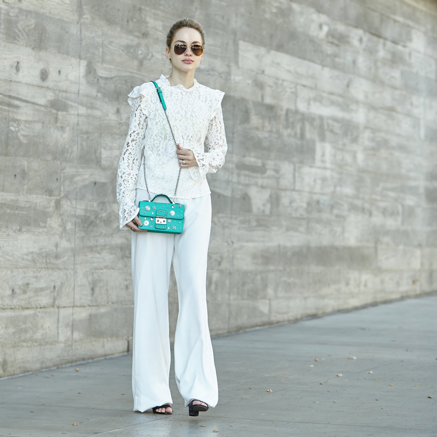 SUSU The Hollywood Green Purse with Studs