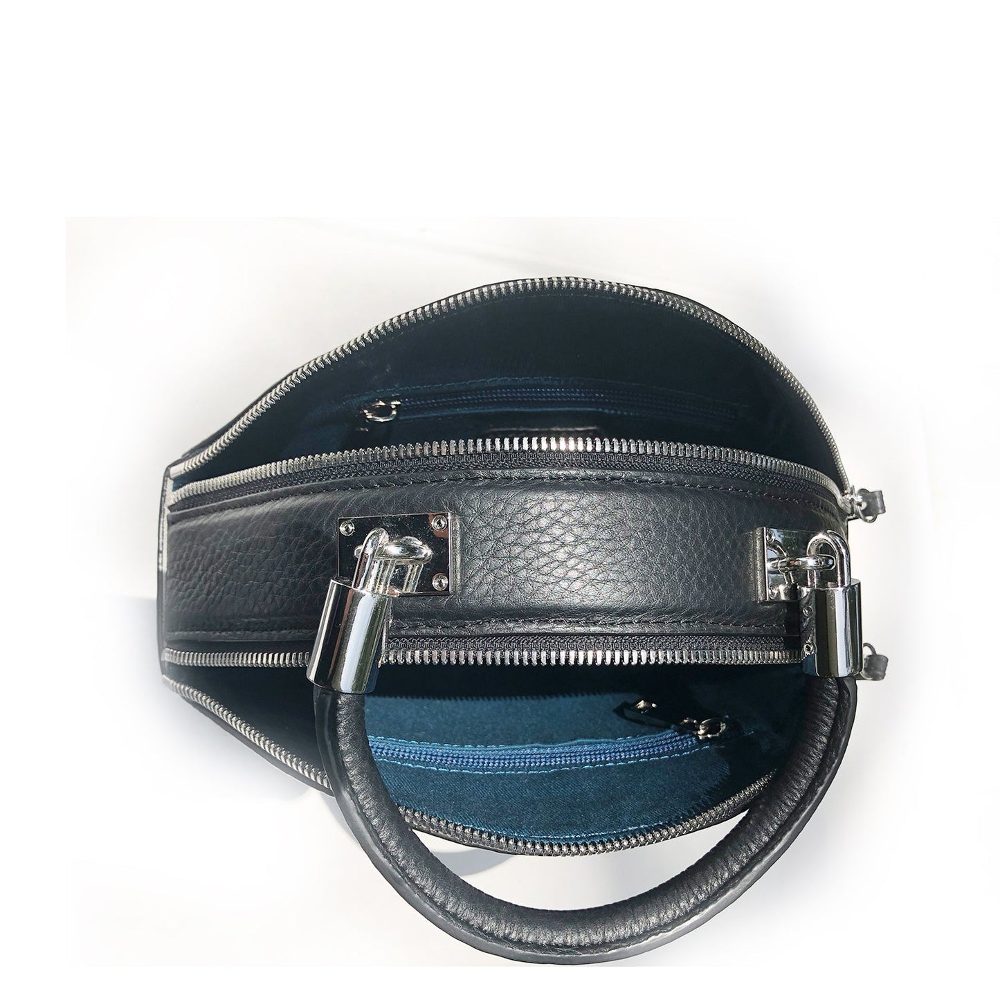 Kiss Circle Shape Leather Crossbody Bag Black