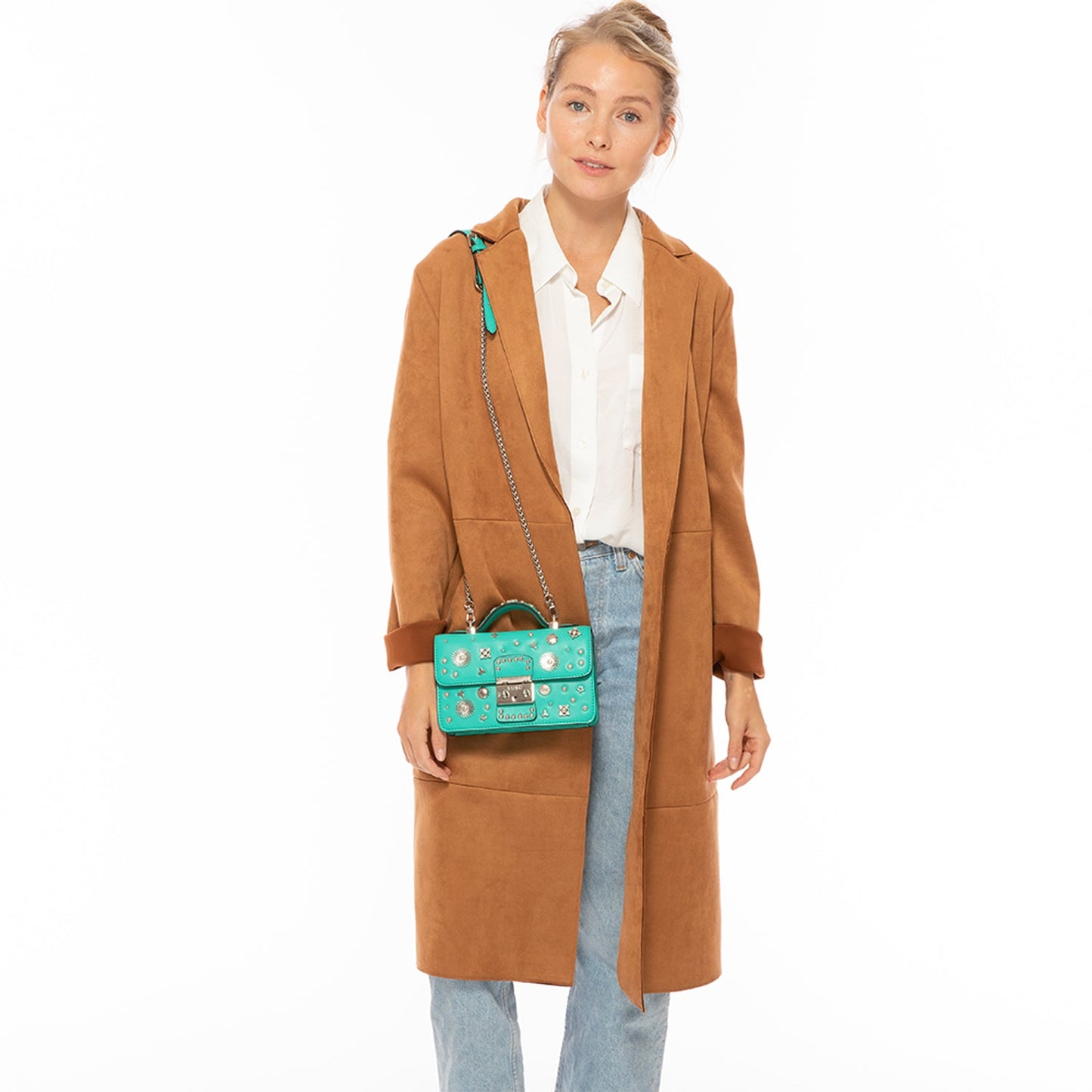 SUSU The Hollywood Green Purse with Studs