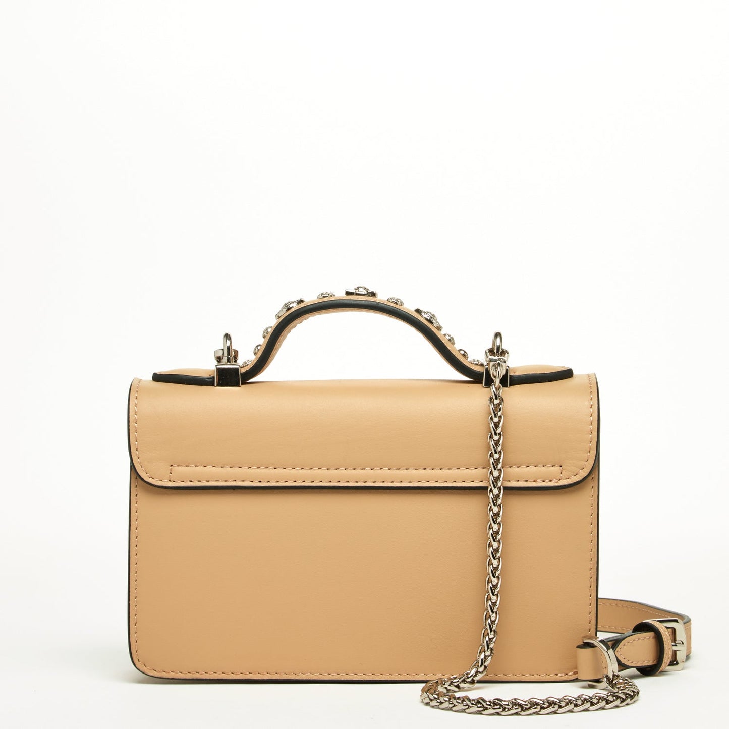SUSU Small Leather Crossbody Bag Studded Dark Beige Tan Purse  Women's Amethyst Mnemosyne