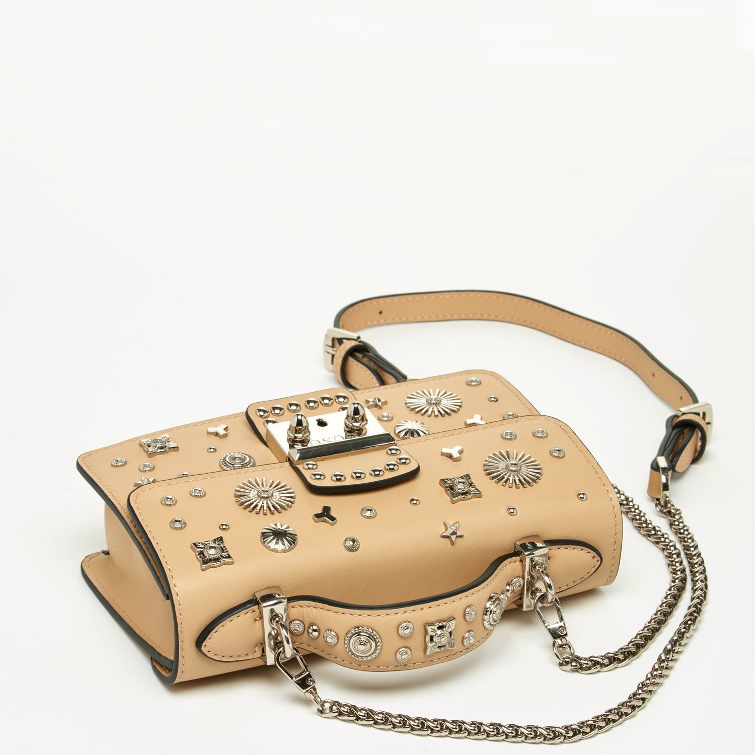 SUSU Small Leather Crossbody Bag Studded Dark Beige Tan Purse  Women's Amethyst Mnemosyne