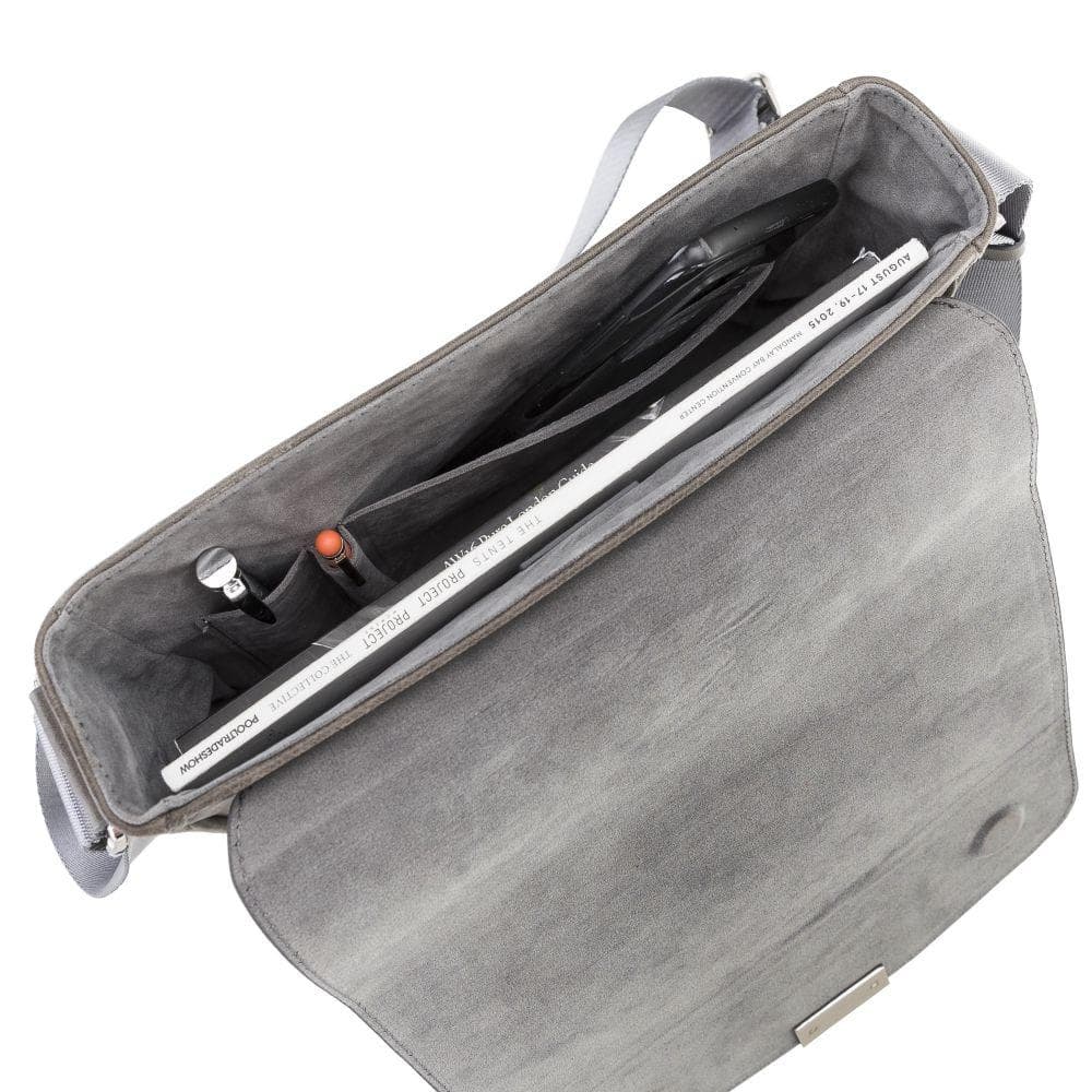 Calisto Handmade Genuine Leather Shoulder Strap Messenger Bags Silver Epimetheus