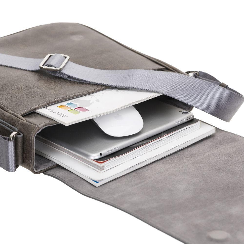 Calisto Handmade Genuine Leather Shoulder Strap Messenger Bags Silver Epimetheus