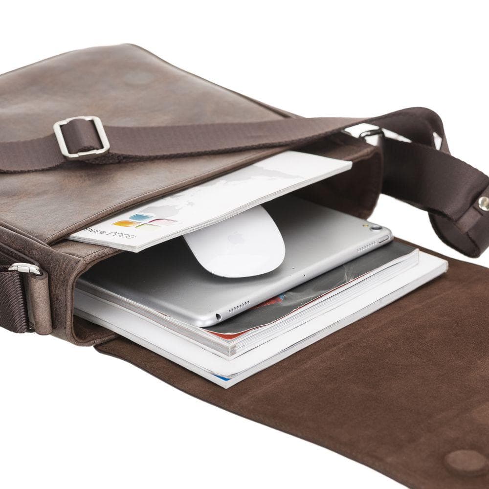 Calisto Handmade Genuine Leather Shoulder Strap Messenger Bags Silver Epimetheus