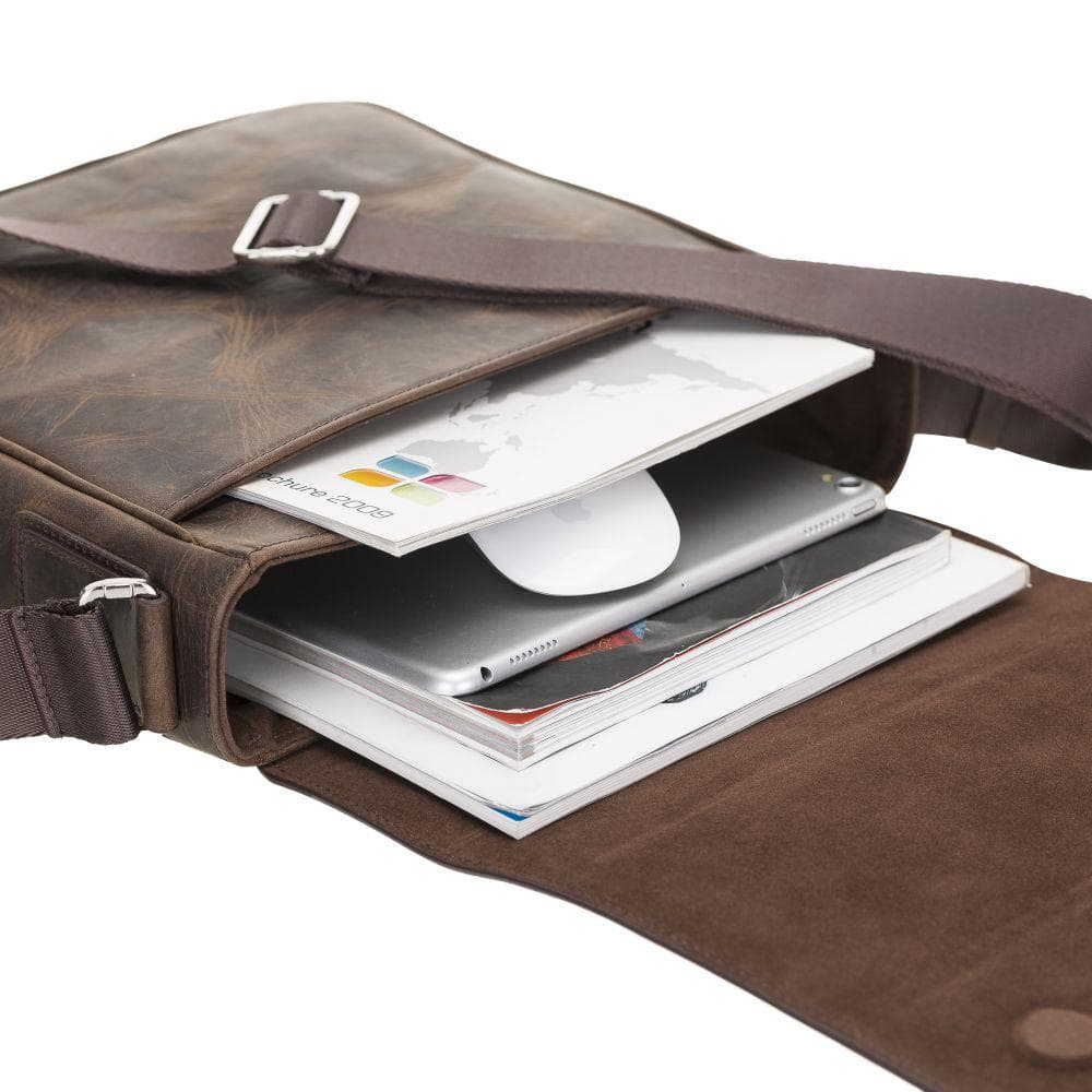 Calisto Handmade Genuine Leather Shoulder Strap Messenger Bags Silver Epimetheus