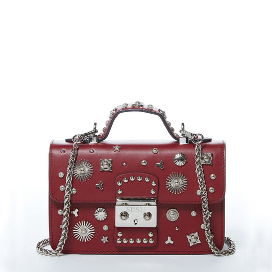 SUSU Studded Small Leather Crossbody Bag Burgundy Purse  Women's Amethyst Mnemosyne
