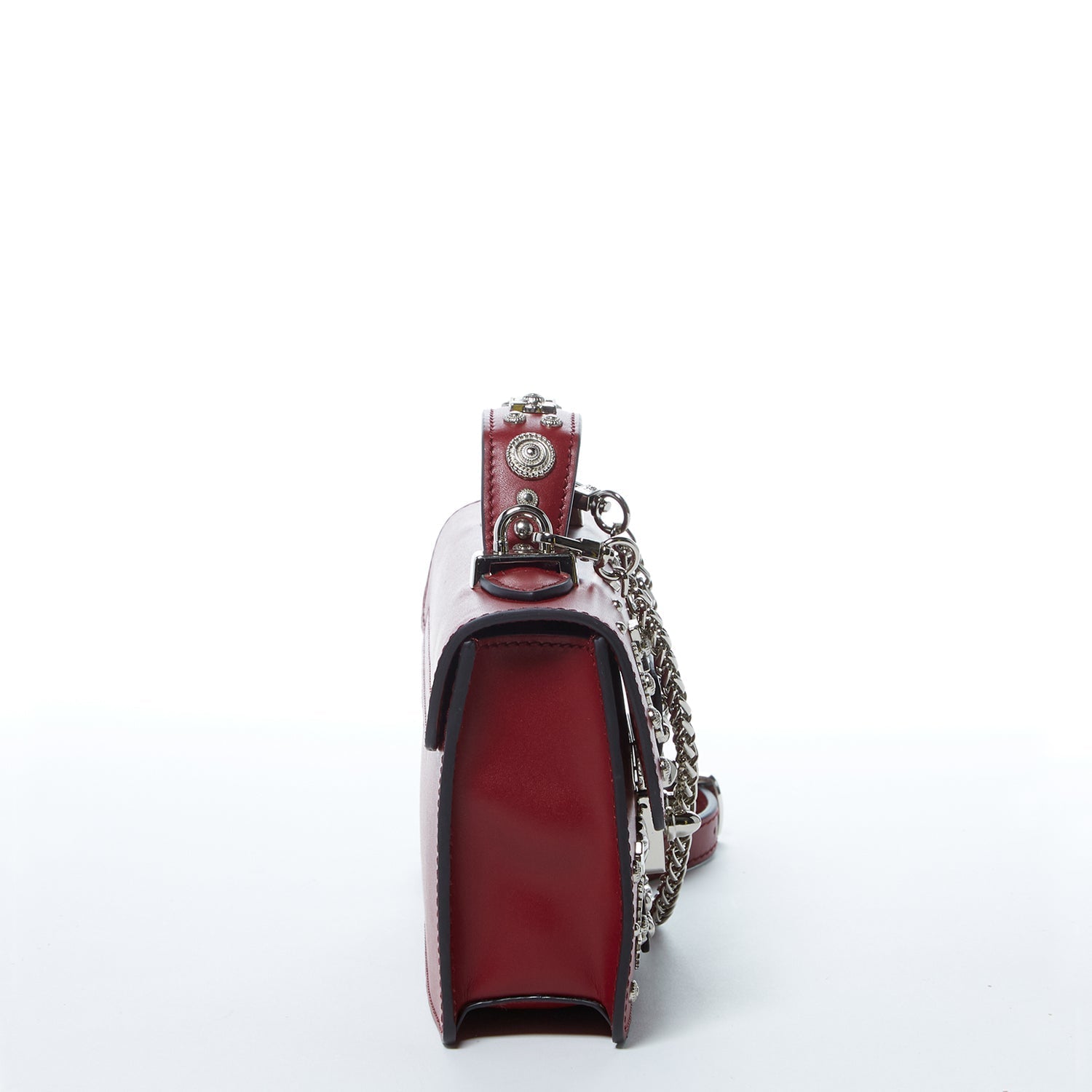 SUSU Studded Small Leather Crossbody Bag Burgundy Purse  Women's Amethyst Mnemosyne