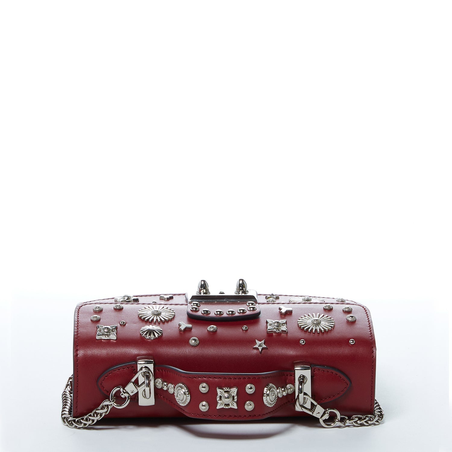 SUSU Studded Small Leather Crossbody Bag Burgundy Purse  Women's Amethyst Mnemosyne