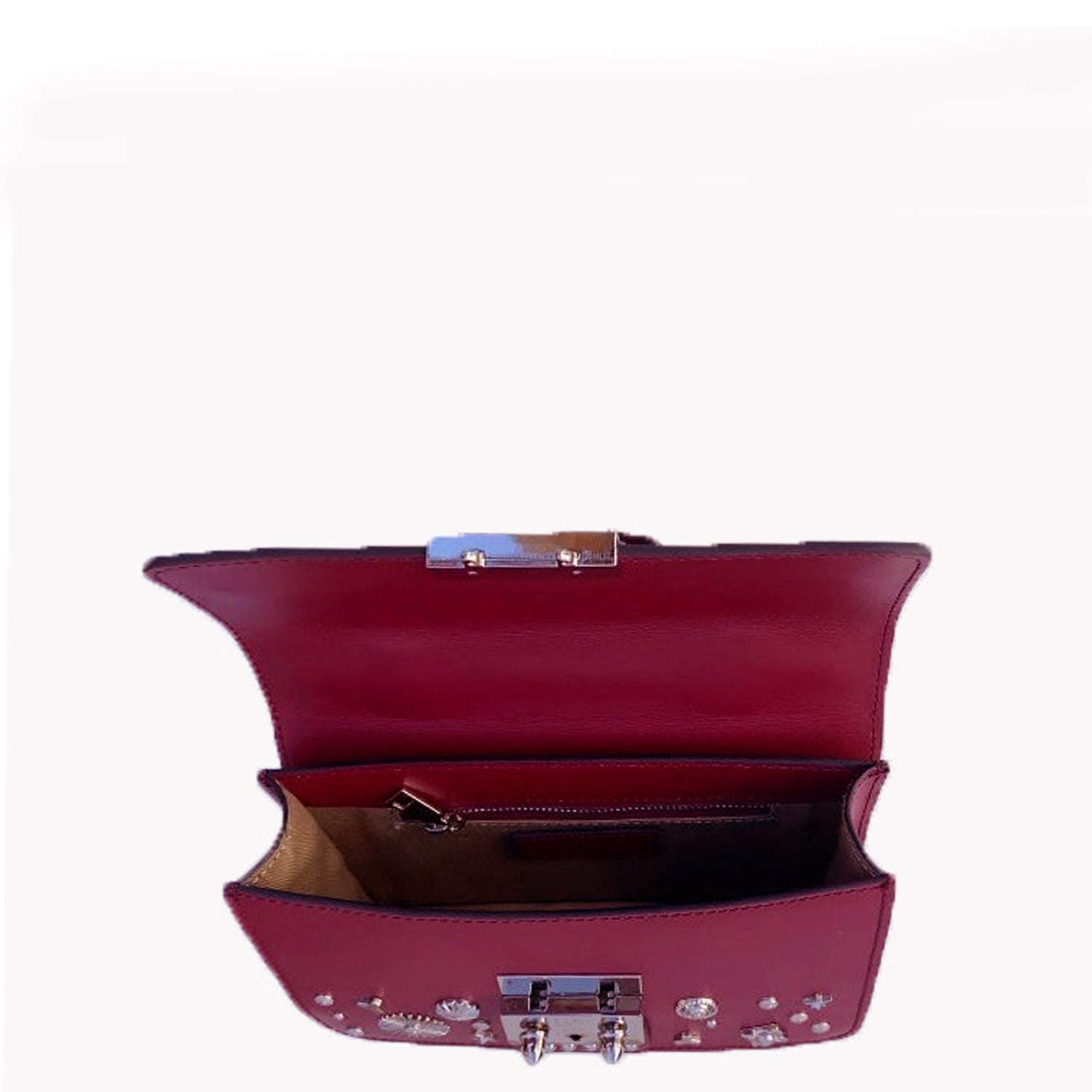 SUSU Studded Small Leather Crossbody Bag Burgundy Purse  Women's Amethyst Mnemosyne