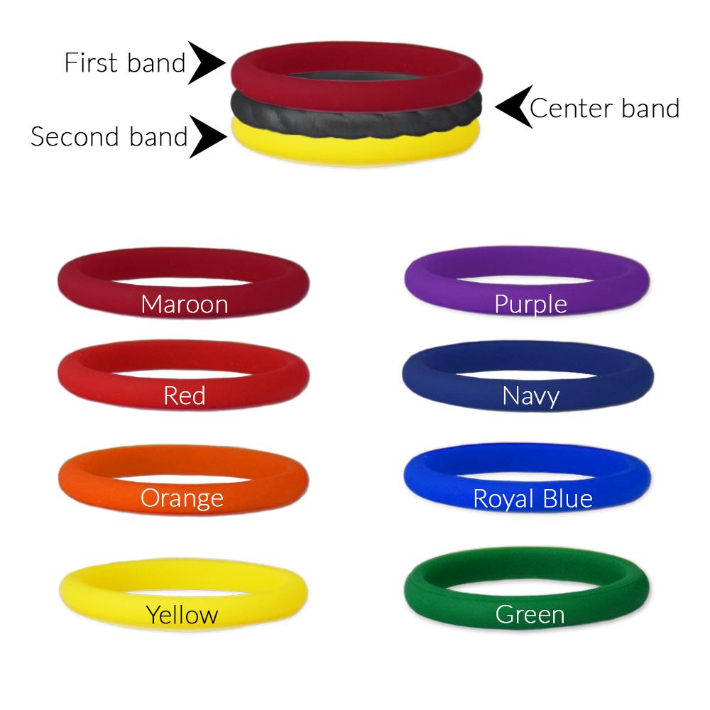 Build Your Own Stackable Silicone Ring Set Rope Black Center Mint Green Felix